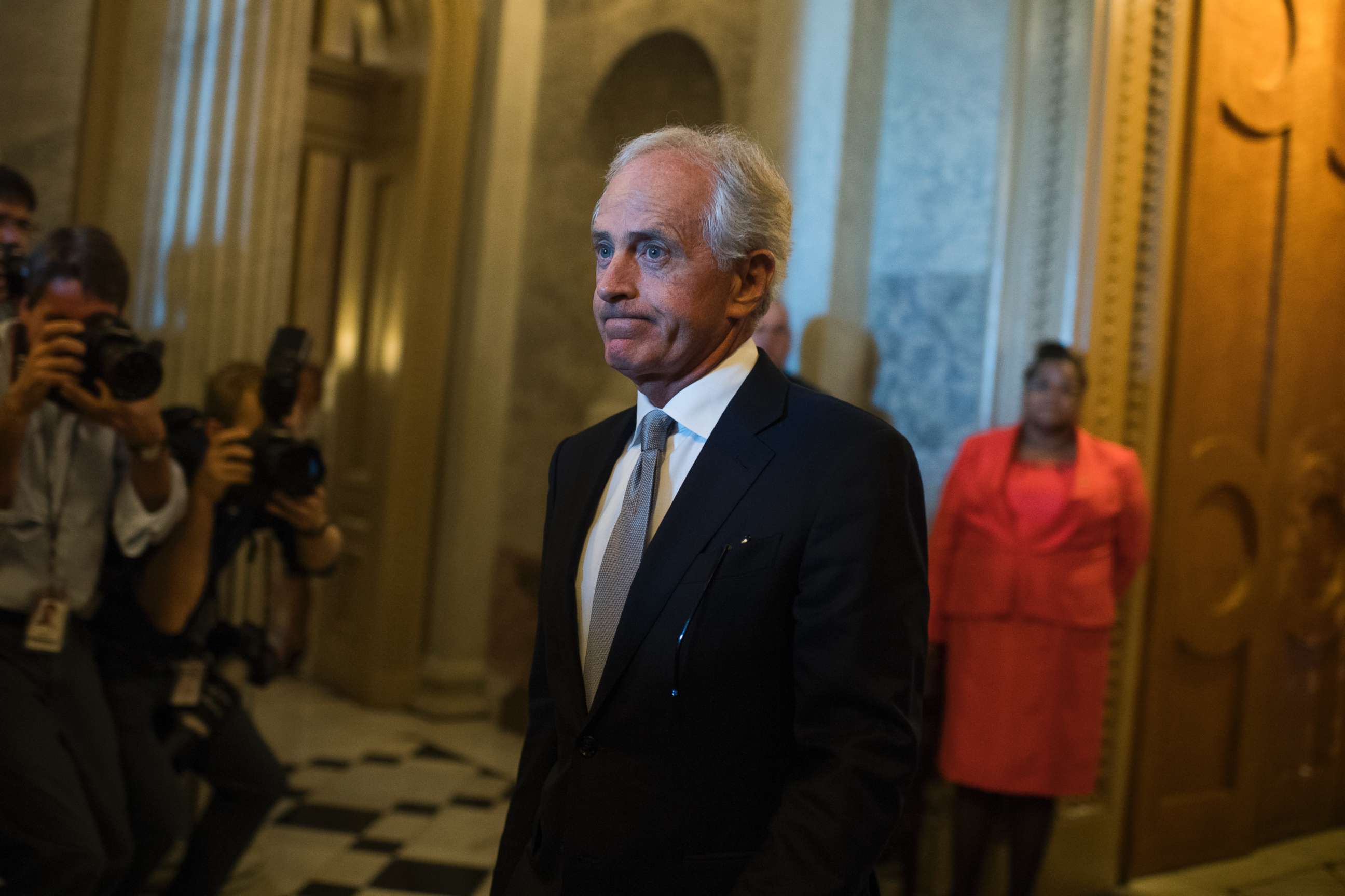 PHOTO: Sen. Bob Corker, R-Tenn., is seen leaving the Senate floor in the Capitol on October 24, 2017.