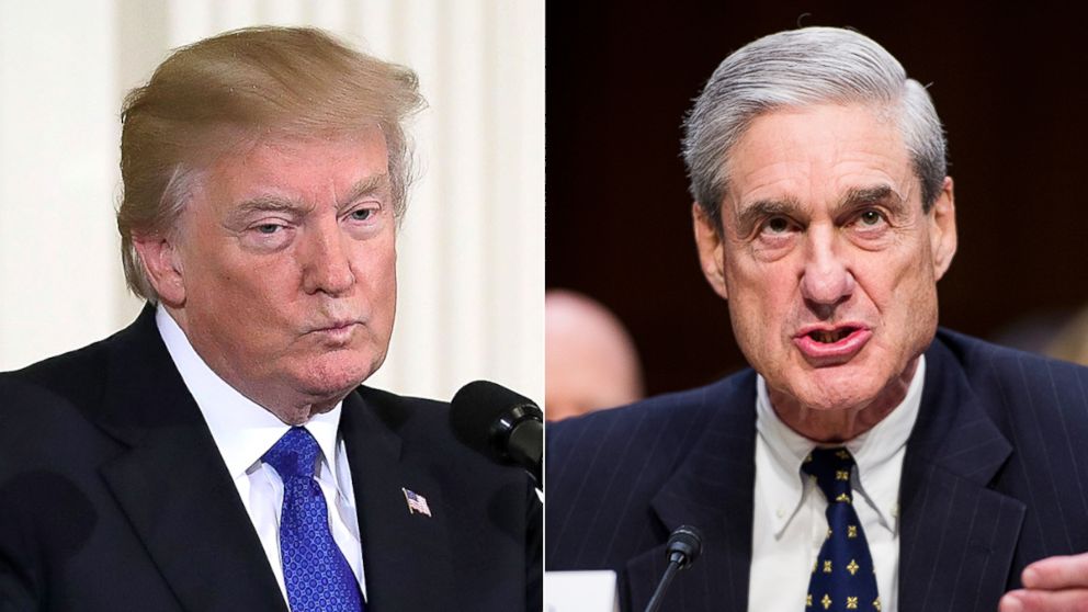 President Donald Trump, left, speaks at the White House, Jan. 24, 2018, in Washington. Federal Bureau of Investigation director Robert Mueller testifies during a Senate (Select) Intelligence Committee hearing in this March 12, 2013, file photo.