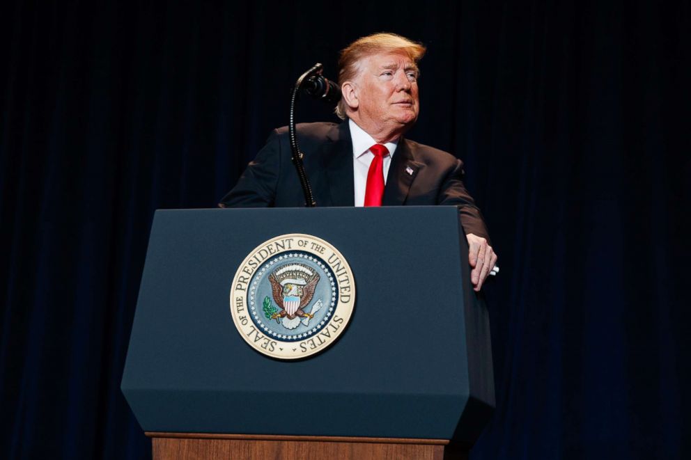 PHOTO: President Donald Trump speaks during the National Prayer Breakfast, Feb. 7, 2019, in Washington.