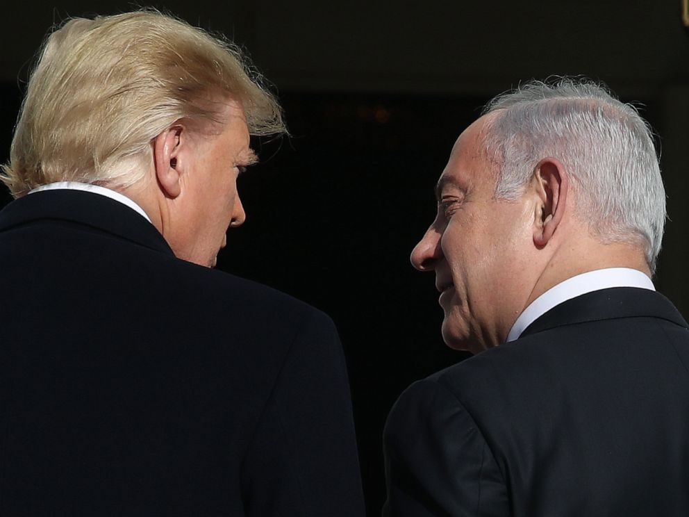 PHOTO: President Donald Trump welcomes Israeli Prime Minister Benjamin Netanyahu at the White House, Jan. 27, 2020, in Washington.