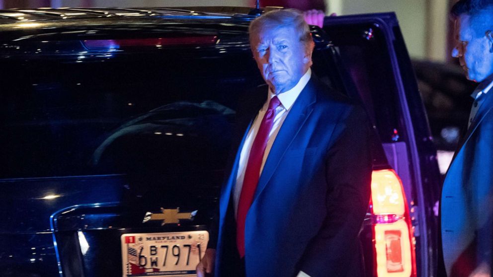 PHOTO: Former President Donald Trump arrives at Trump Tower in New York City, the day after FBI agents raided his Mar-a-Lago Palm Beach home, Aug. 9, 2022.