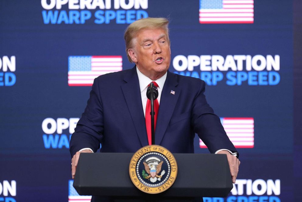 PHOTO: President Donald J. Trump speaks during an Operation Warp Speed Vaccine Summit at the White House in Washington, DC., Dec. 8, 2020.