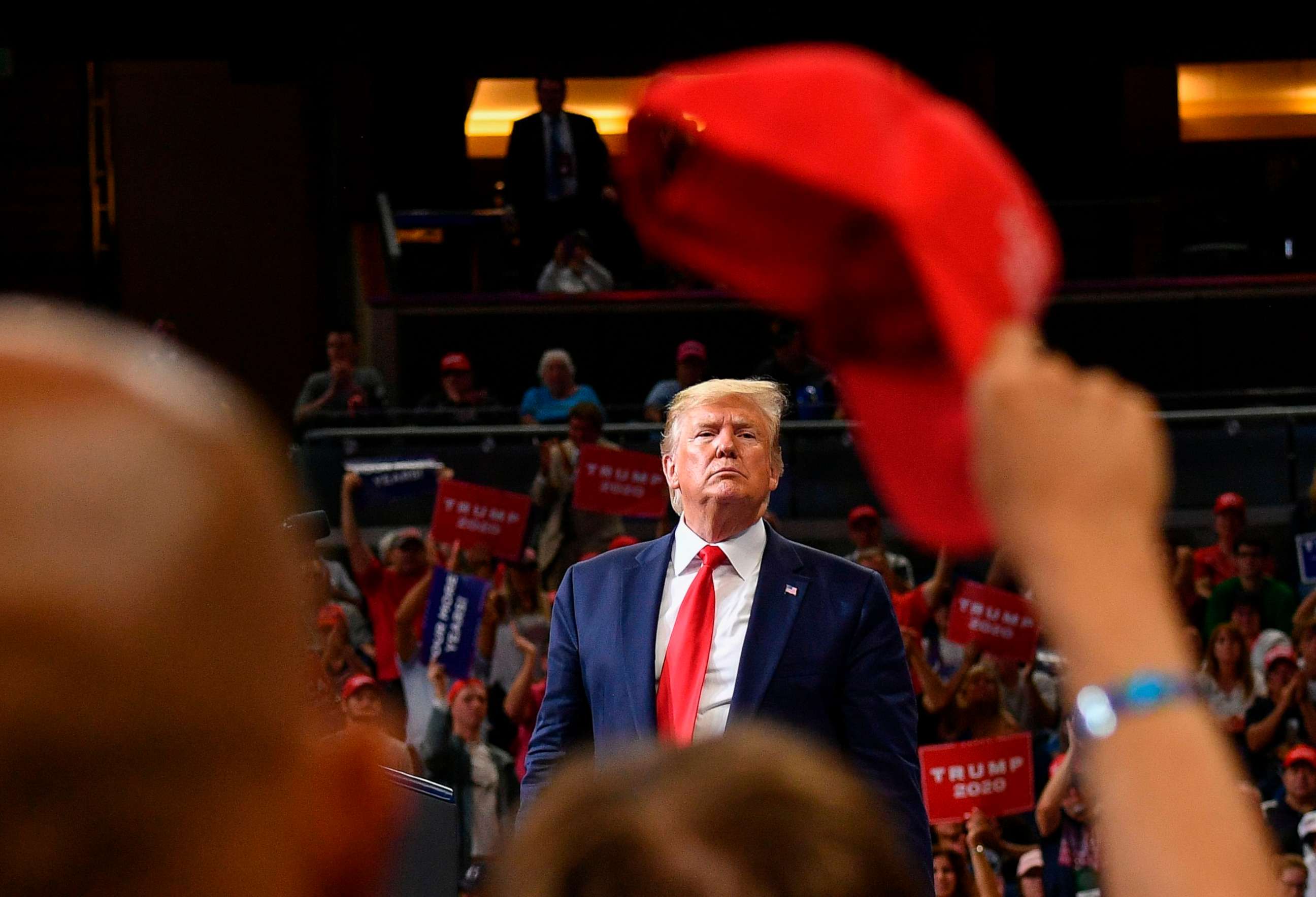 PHOTO: President Donald Trump speaks during a rally at the Amway Center in Orlando, Fla., to officially launch his 2020 campaign on June 18, 2019.