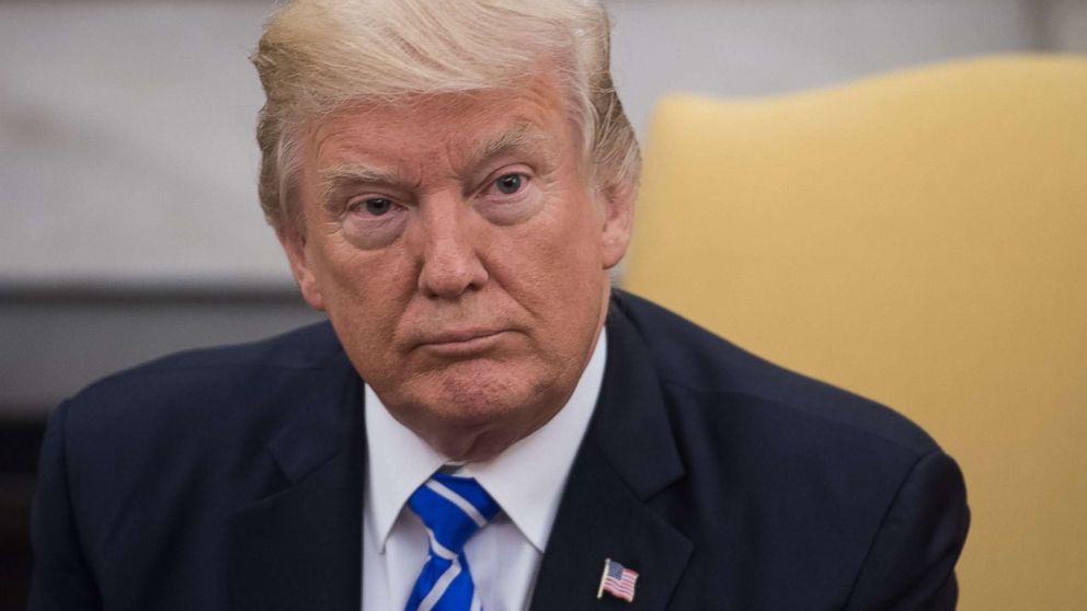 President Donald Trump looks on before a meeting with congressional leadership in the Oval Office, Sept. 6, 2017. 