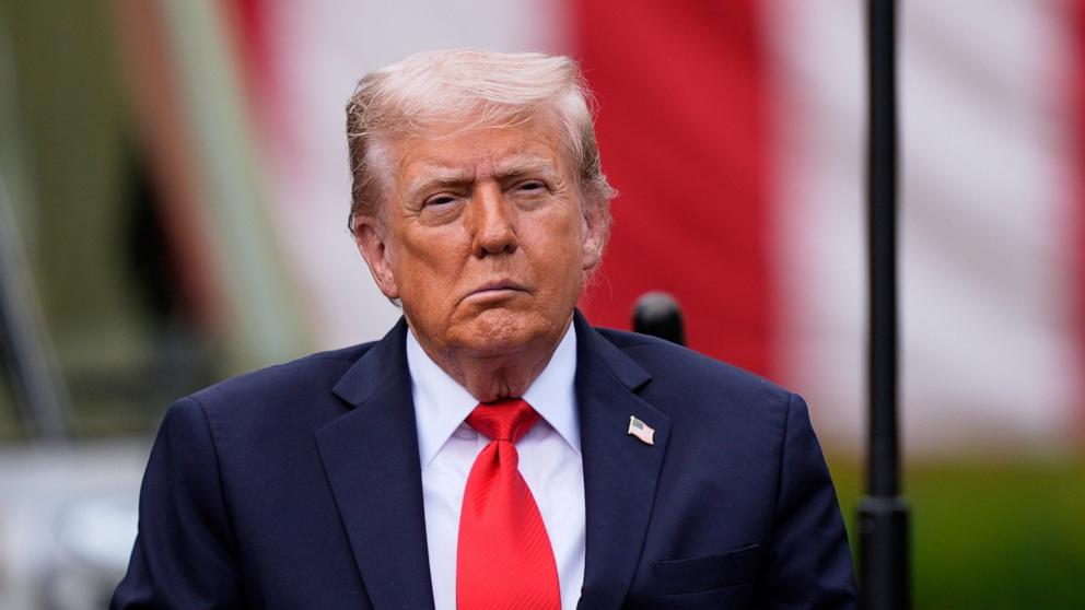 PHOTO: Donald Trump listens as names are read as he attends a ceremony at the Pentagon to commemorate the 24rd anniversary of the 9/11 attacks, Sept. 11, 2025, in Washington.
