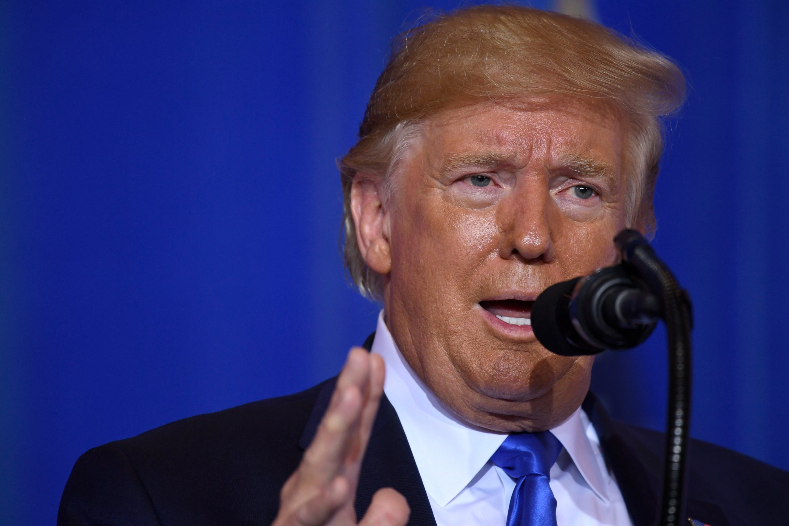 PHOTO: President Donald Trump speaks during a news conference following the G-20 summit in Osaka, Japan, Saturday, June 29, 2019.