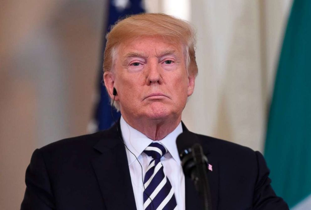 PHOTO: President Donald Trump listens during a joint press conference with Italian Prime Minister Giuseppe Conte in the East Room of the White House, July 30, 2018.