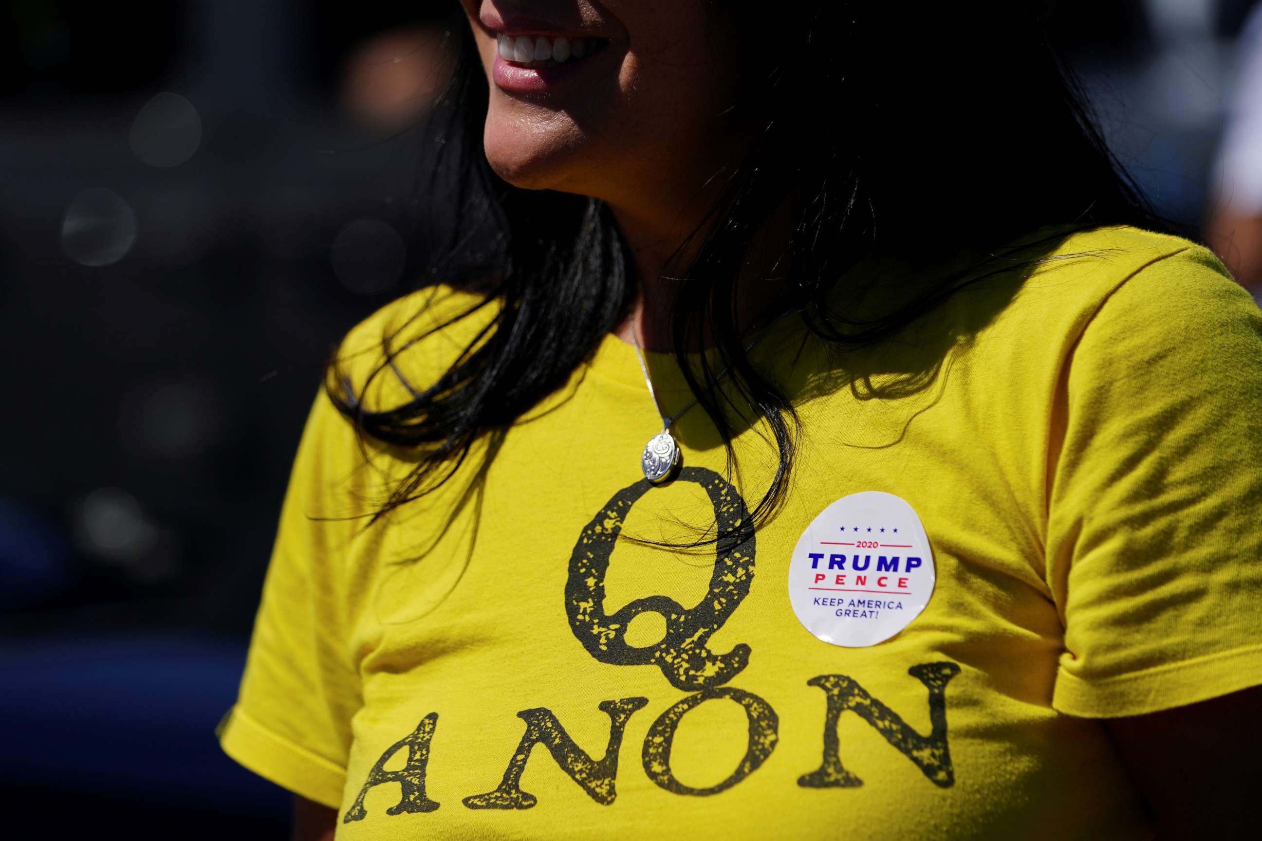 PHOTO: A supporter of President Donald Trump wears a QAnon shirt after participating in a caravan convoy circuit in Adairsville, Ga., Sept. 5, 2020. 