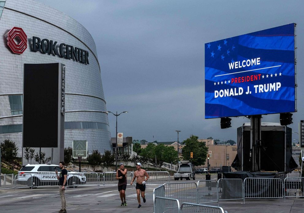PHOTO: Donald Trump will hold his first rally since the outbreak of the Coronavirus (COVID-19) in Tulsa, Oklahoma, at the BOK Center in Tulsa, Oklahoma, June 19,2020.