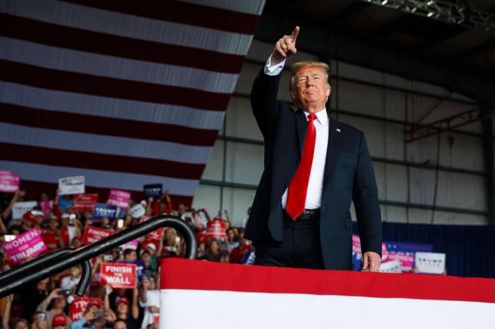 PHOTO: President Donald Trump arrives to speak at a campaign rally in Macon, Ga., Nov. 4, 2018.