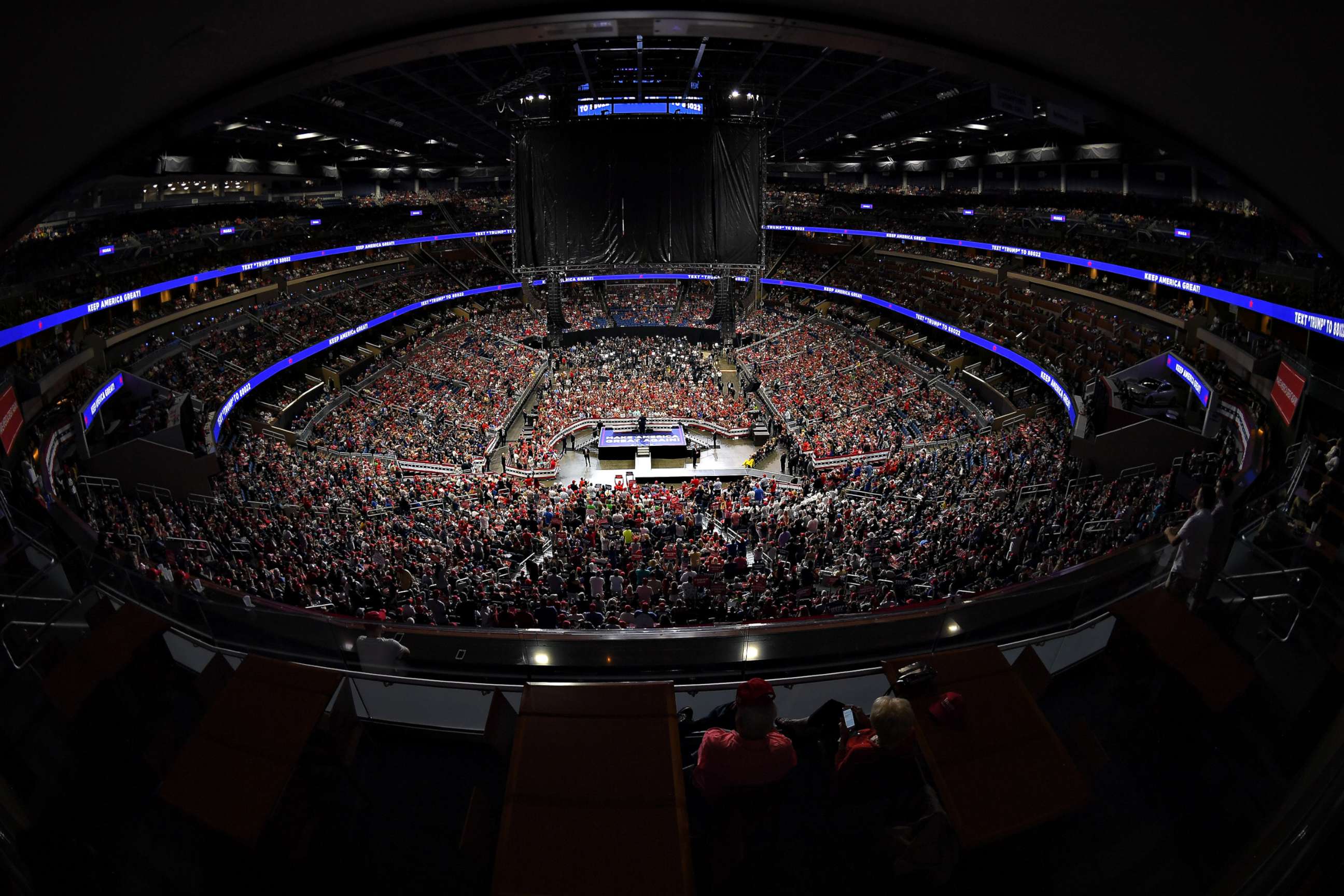 PHOTO: President Donald Trump speaks during a rally at the Amway Center to officially launch his 2020 campaign,  in Orlando, Fla., on June 18, 2019.