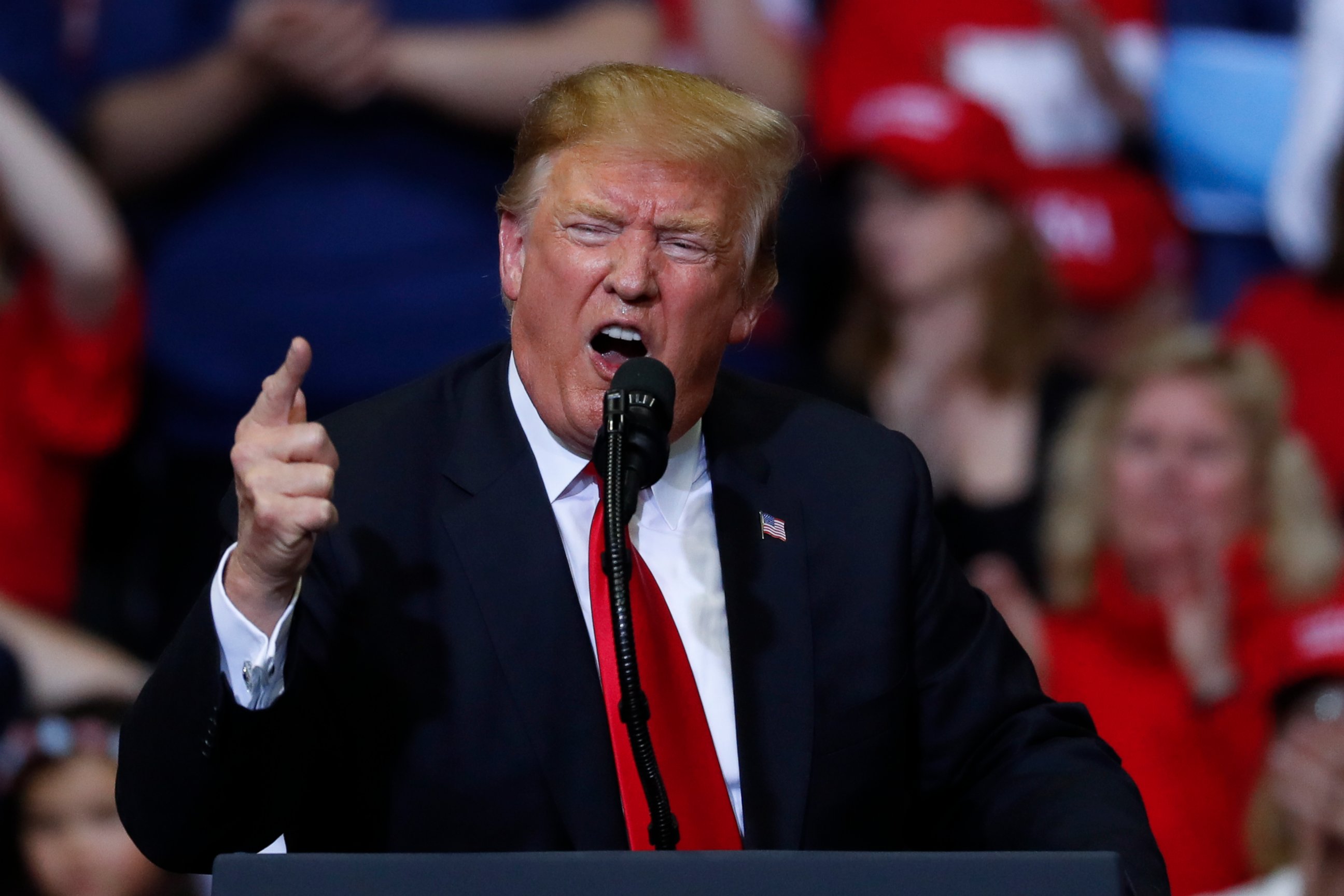 PHOTO: President Donald Trump speaks during a rally in Grand Rapids, Mich., Thursday, March 28, 2019.
