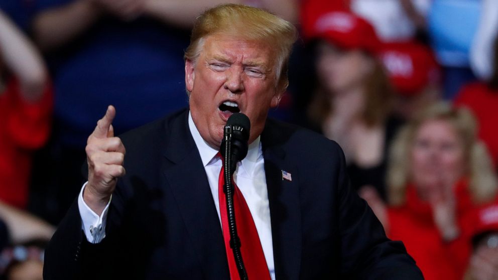 PHOTO: President Donald Trump speaks during a rally in Grand Rapids, Mich., Thursday, March 28, 2019.