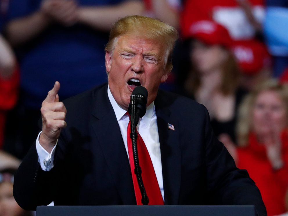 PHOTO: President Donald Trump speaks during a rally in Grand Rapids, Mich., Thursday, March 28, 2019.