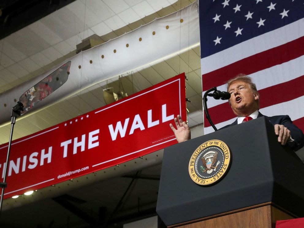 PHOTO: President Donald Trump speaks during a campaign rally at El Paso County Coliseum in El Paso, Texas, Feb. 11, 2019.