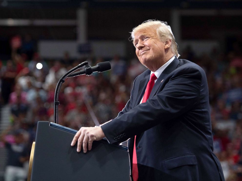 PHOTO: President Donald Trump speaks at a campaign rally in Estero, Florida on October 31, 2018.