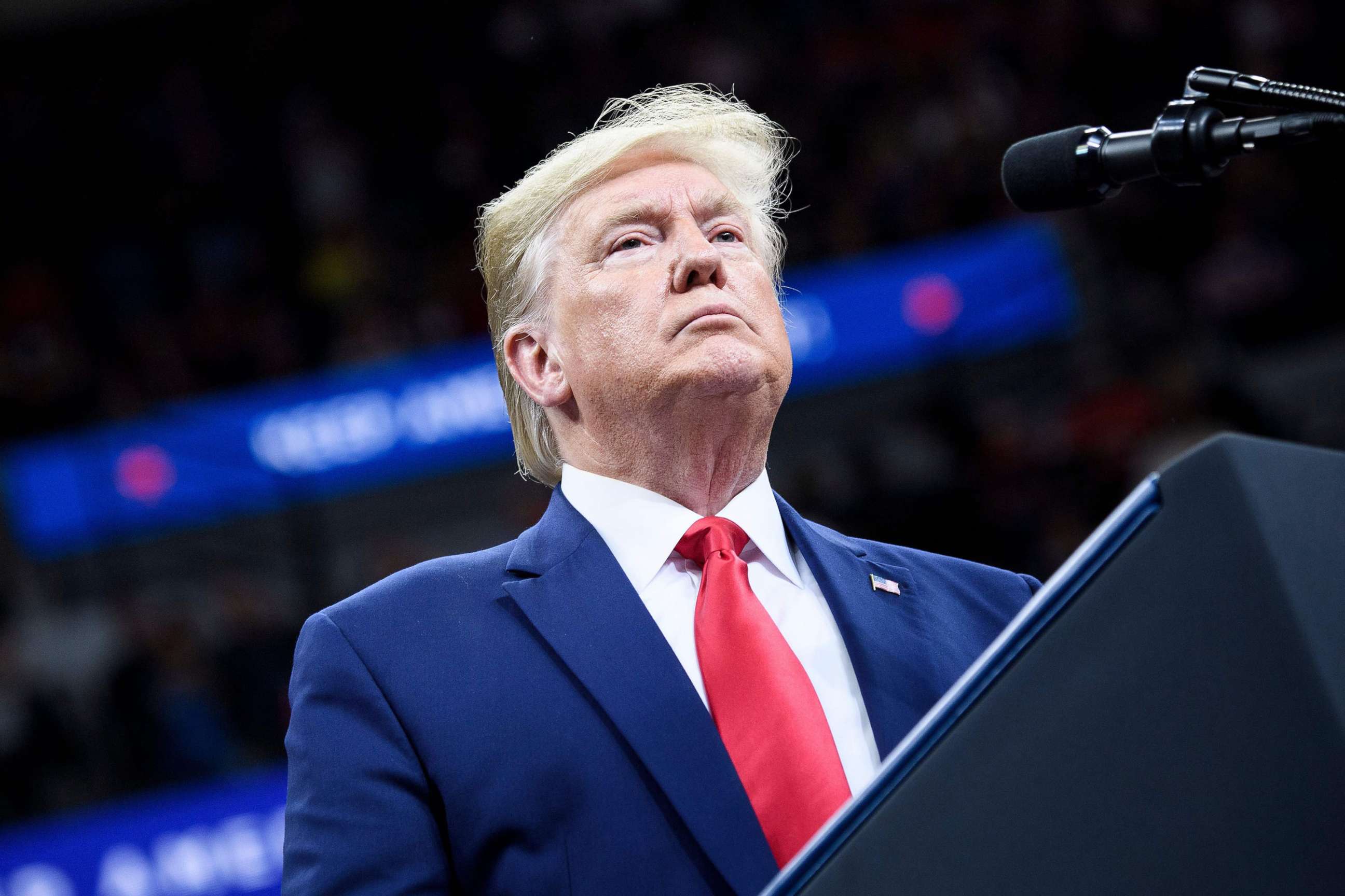 PHOTO: President Donald Trump speaks during a "Keep America Great" rally at the Target Center in Minneapolis, Minn. on Oct. 10, 2019.