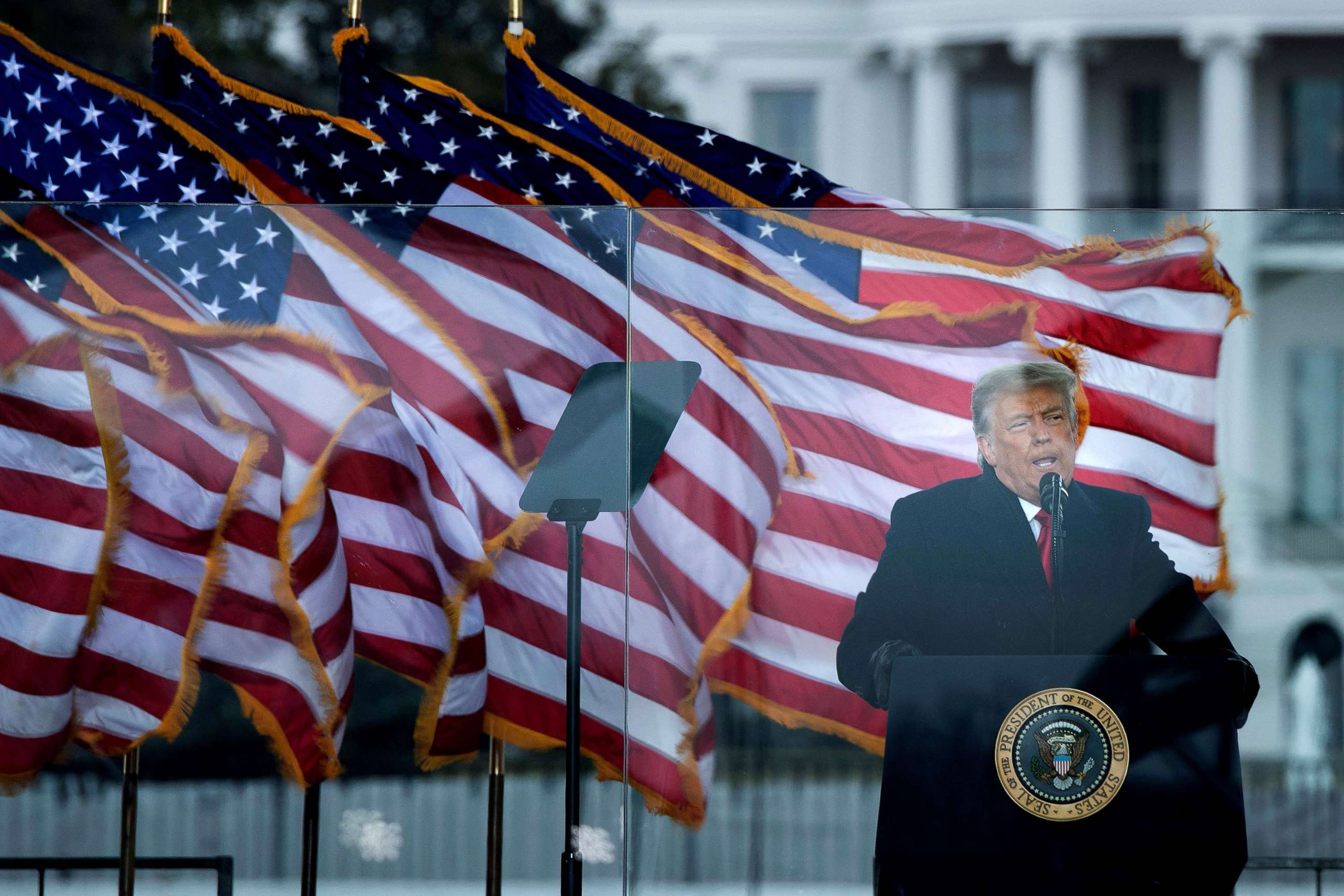 PHOTO: President Donald Trump speaks to supporters from The Ellipse near the White House on Jan. 6, 2021, in Washington, D.C.