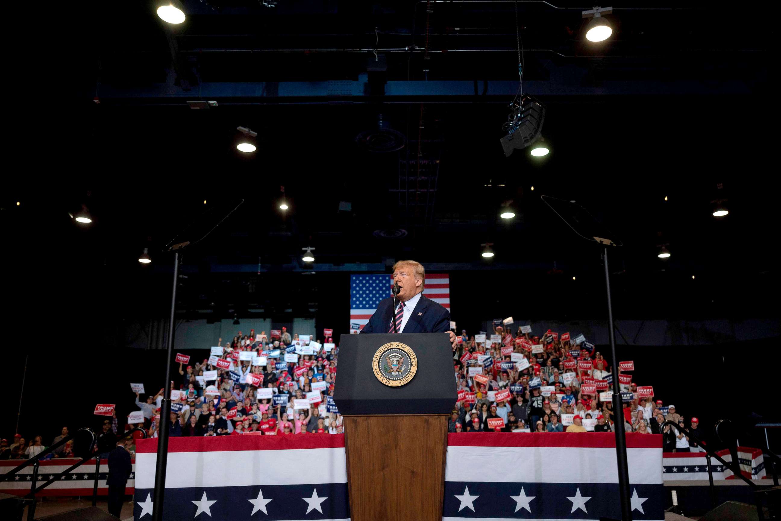 PHOTO: President Donald Trump holds a campaign rally at the Las Vegas Convention Center in Las Vegas, Nevada, Feb. 21, 2020.