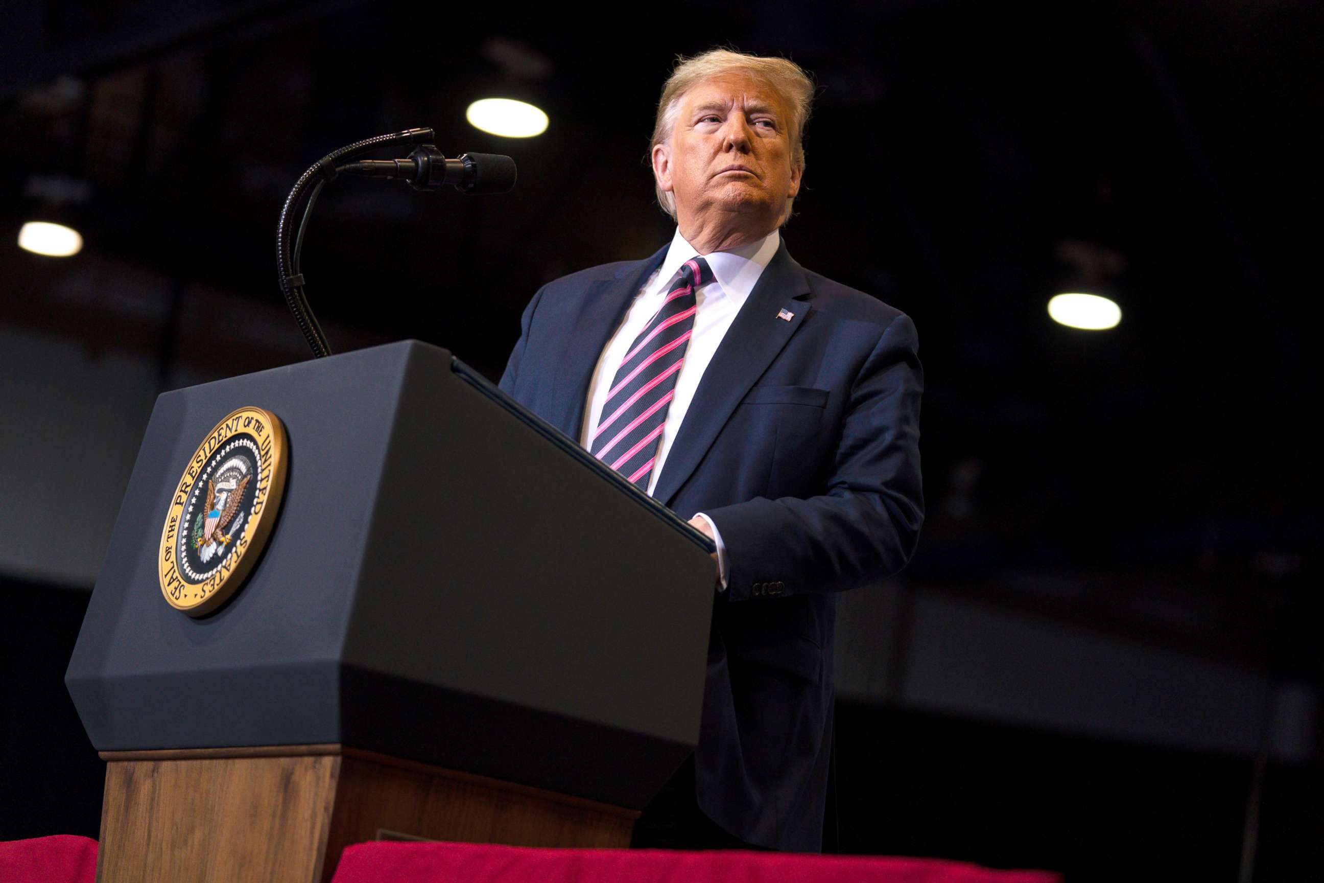 PHOTO: President Donald Trump speaks during a campaign rally at the Las Vegas Convention Center, Feb. 21, 2020, in Las Vegas.