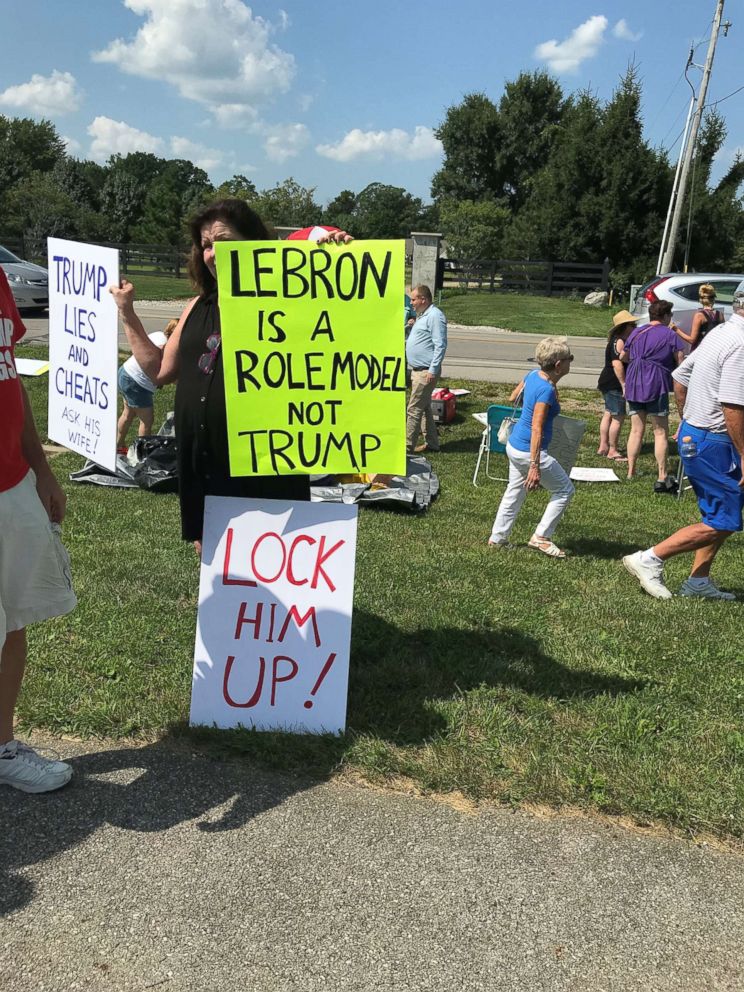 PHOTO: Protesters demonstrated outside of Trump's rallies last week in Lewis Center, Ohio, Aug. 4, 2018.