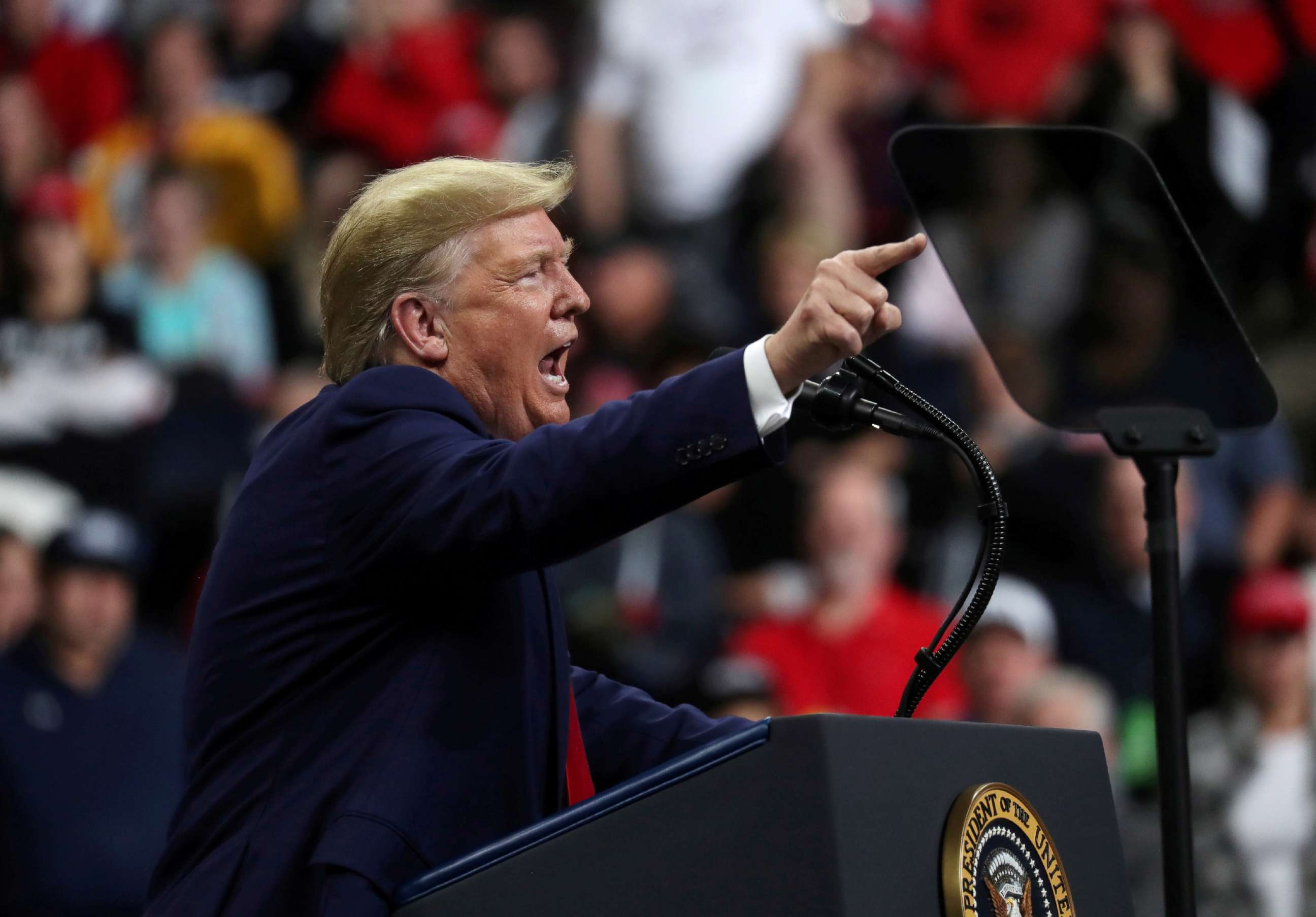 PHOTO: President Donald Trump holds a campaign rally in Minneapolis, Minn., Oct. 10, 2019.