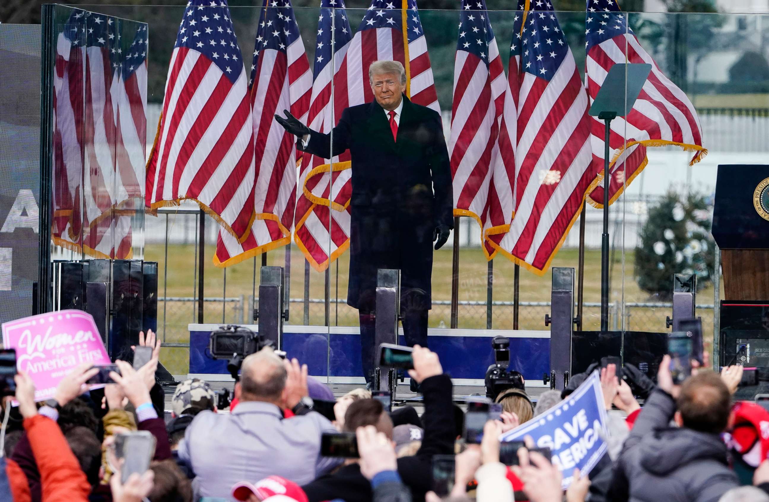 PHOTO: President Donald Trump arrives to speak at a rally Wednesday, Jan. 6, 2021, in Washington D.C.