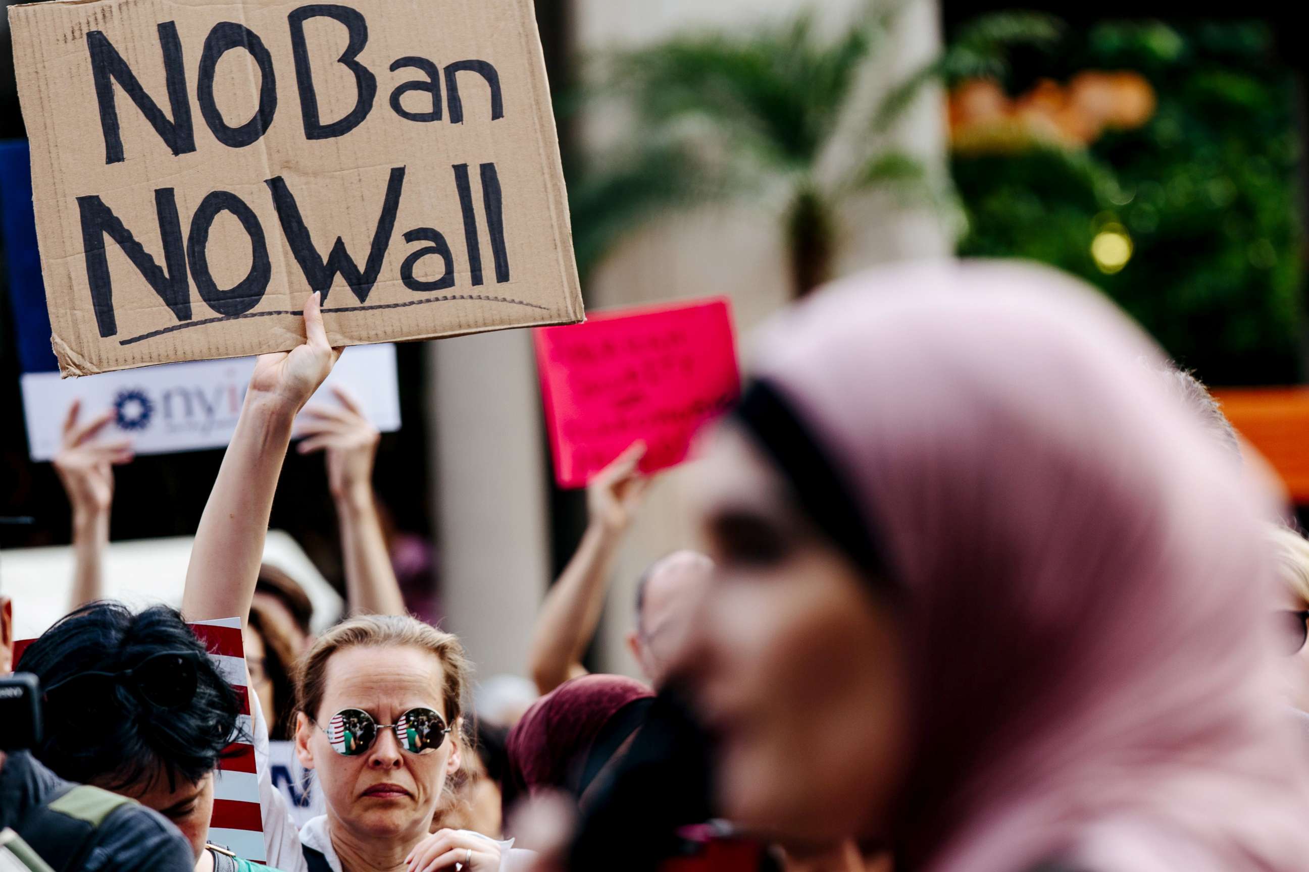 PHOTO: People participate in a rally to protest the separation of families under President Donald Trump's travel ban in New York, June 29, 2017.