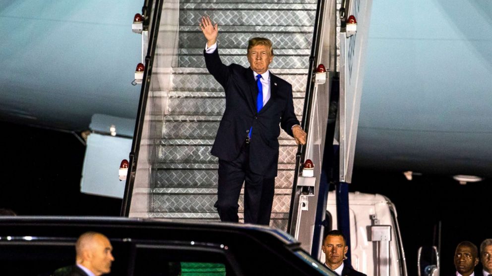 PHOTO: President Donald J. Trump walks off Air Force One as he arrives at the Paya Lebar Air Base in Singapore, June 10, 2018.