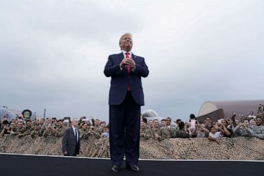 PHOTO: President Donald Trump speaks to U.S. troops based in the Osan Airbase, South Korea, June 30, 2019.