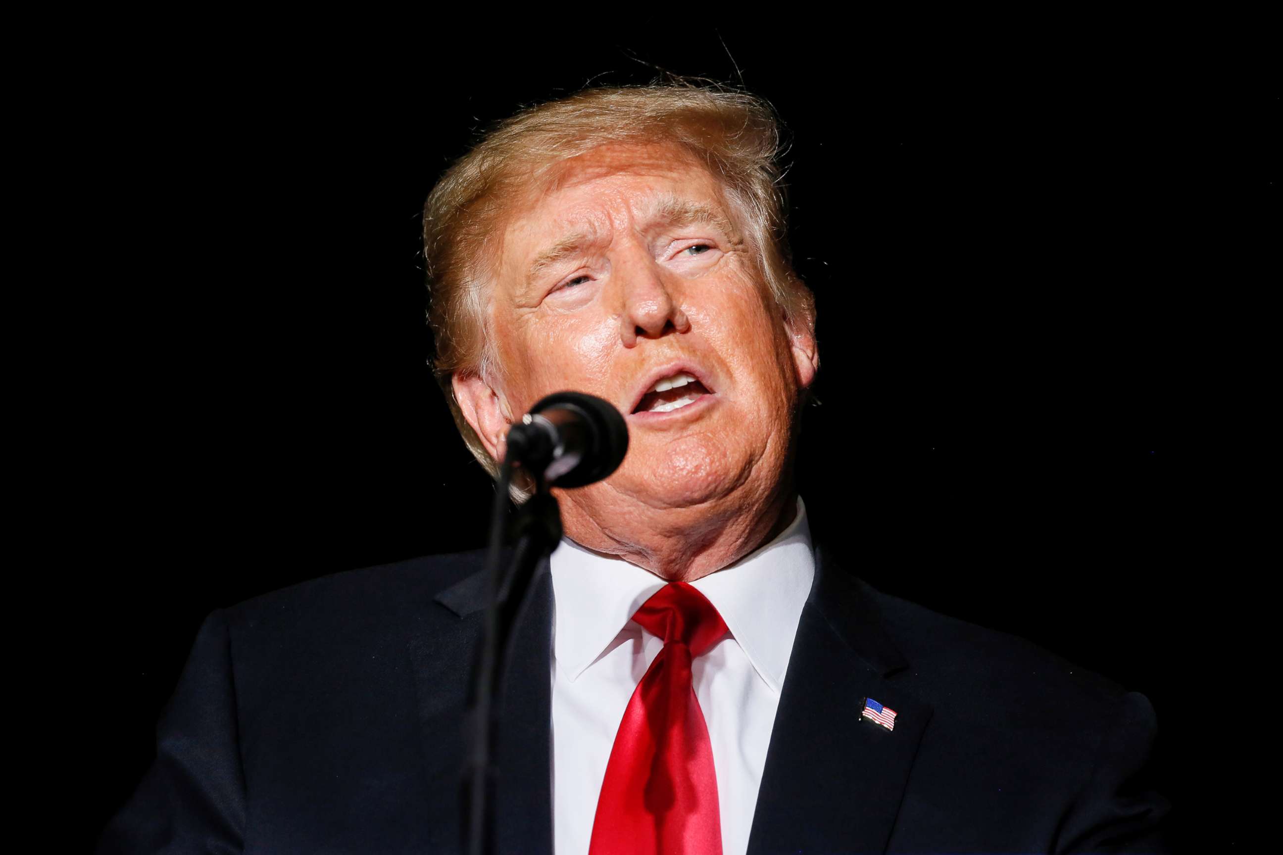 PHOTO: Former President Donald Trump speaks during a rally at the Iowa State Fairgrounds in Des Moines, Iowa, Oct. 9, 2021.