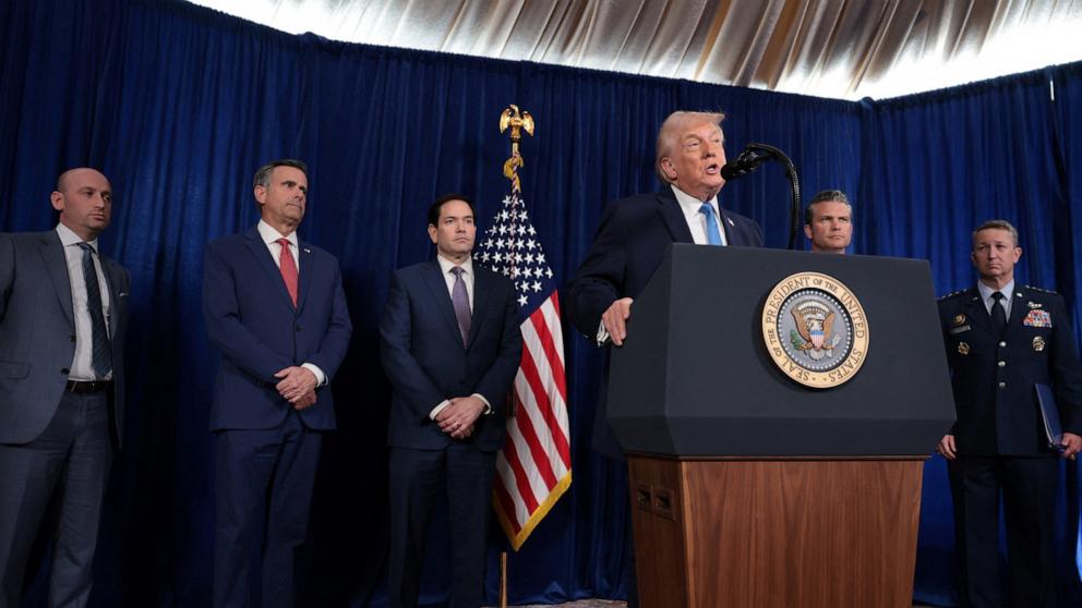 PHOTO: President Donald Trump holds a press conference following a U.S. strike on Venezuela where President Nicolas Maduro and his wife, Cilia Flores, were captured, from Trump's Mar-a-Lago club in Palm Beach, Fla., on Jan. 3, 2026.