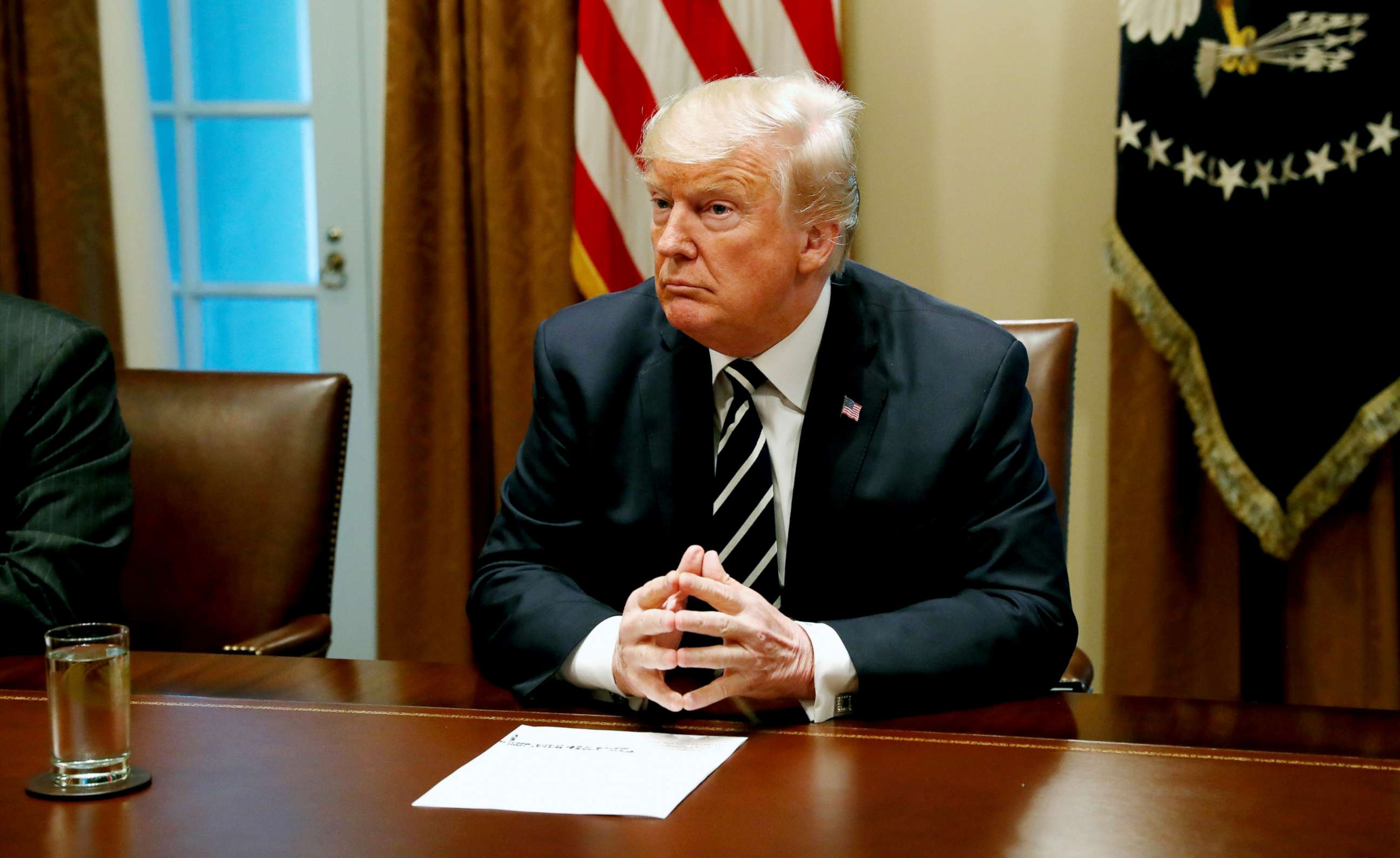 PHOTO: President Donald Trump awaits the start of a meeting with members of the Congress at the White House in Washington, D.C., July 17, 2018.