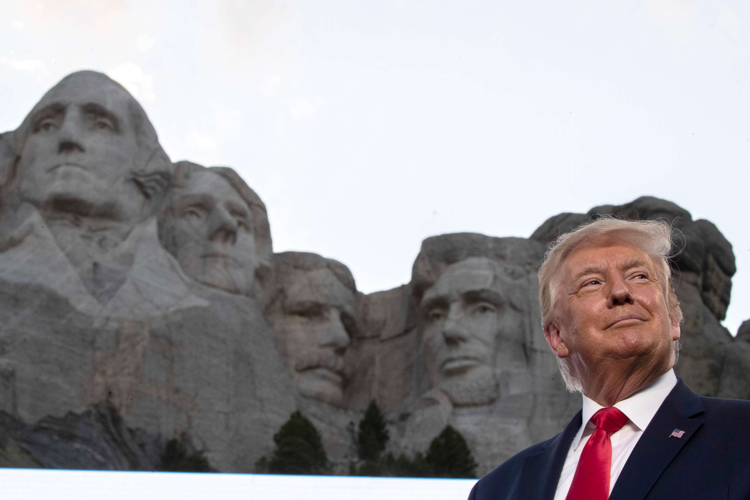 PHOTO: President Donald Trump smiles at Mount Rushmore National Memorial, July 3, 2020, near Keystone, S.D.