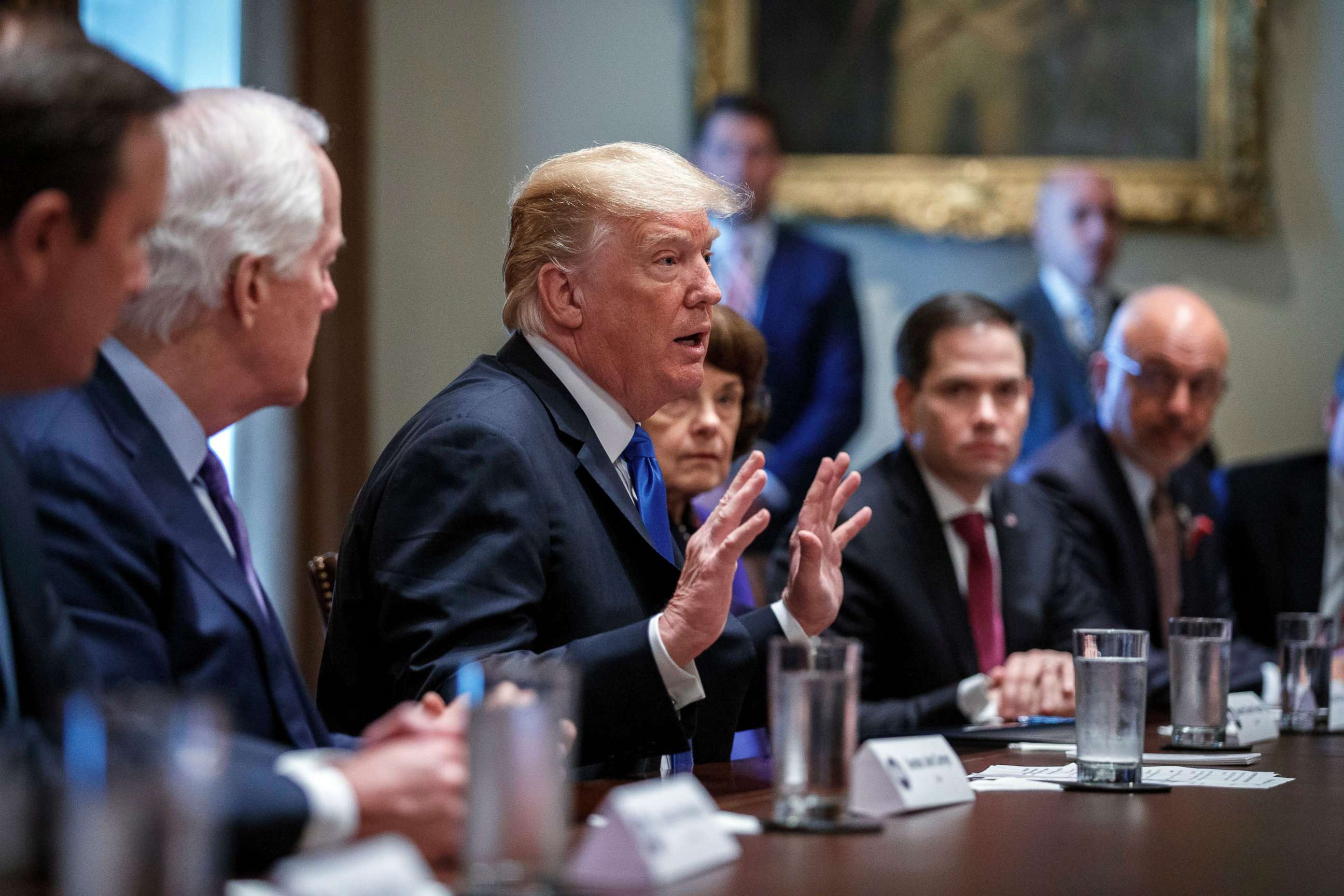 PHOTO: President Donald Trump delivers remarks during a meeting with bipartisan Members of Congress to discuss school and community safety, at the White House in Washington, D.C., Feb. 28, 2018.