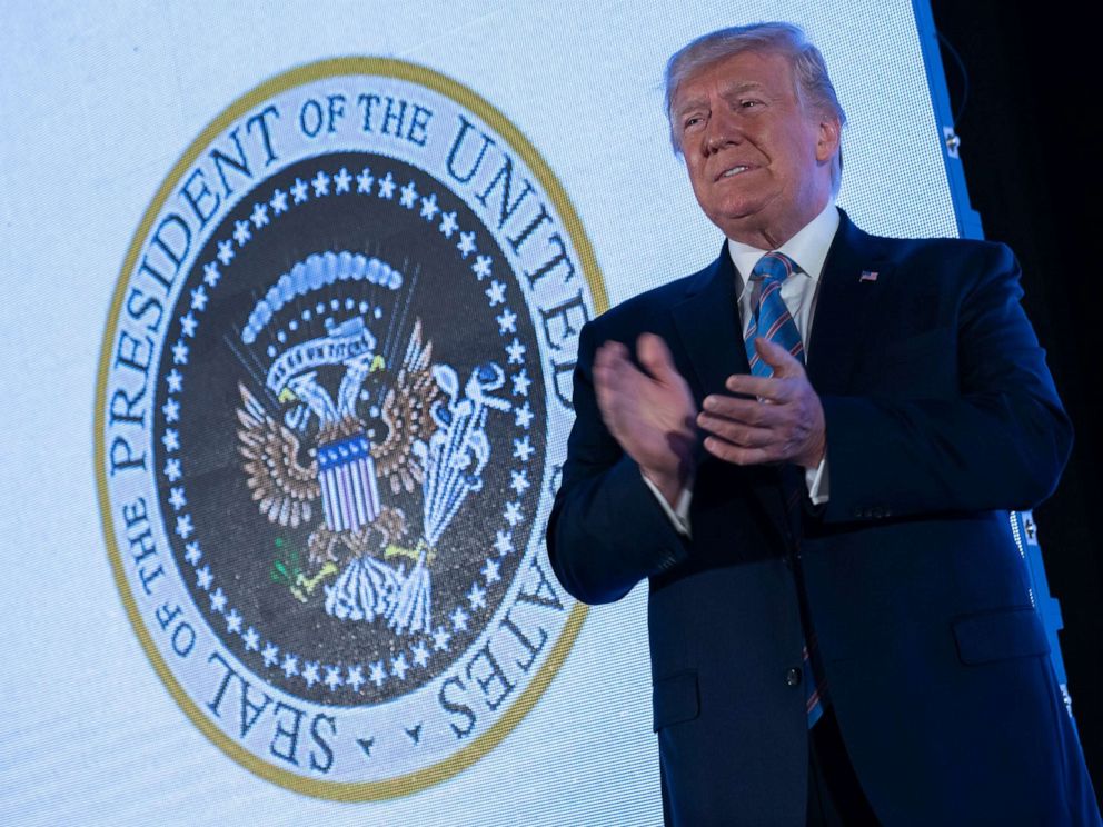 Doctored Presidential Seal Projected Behind President Trump Abc News
