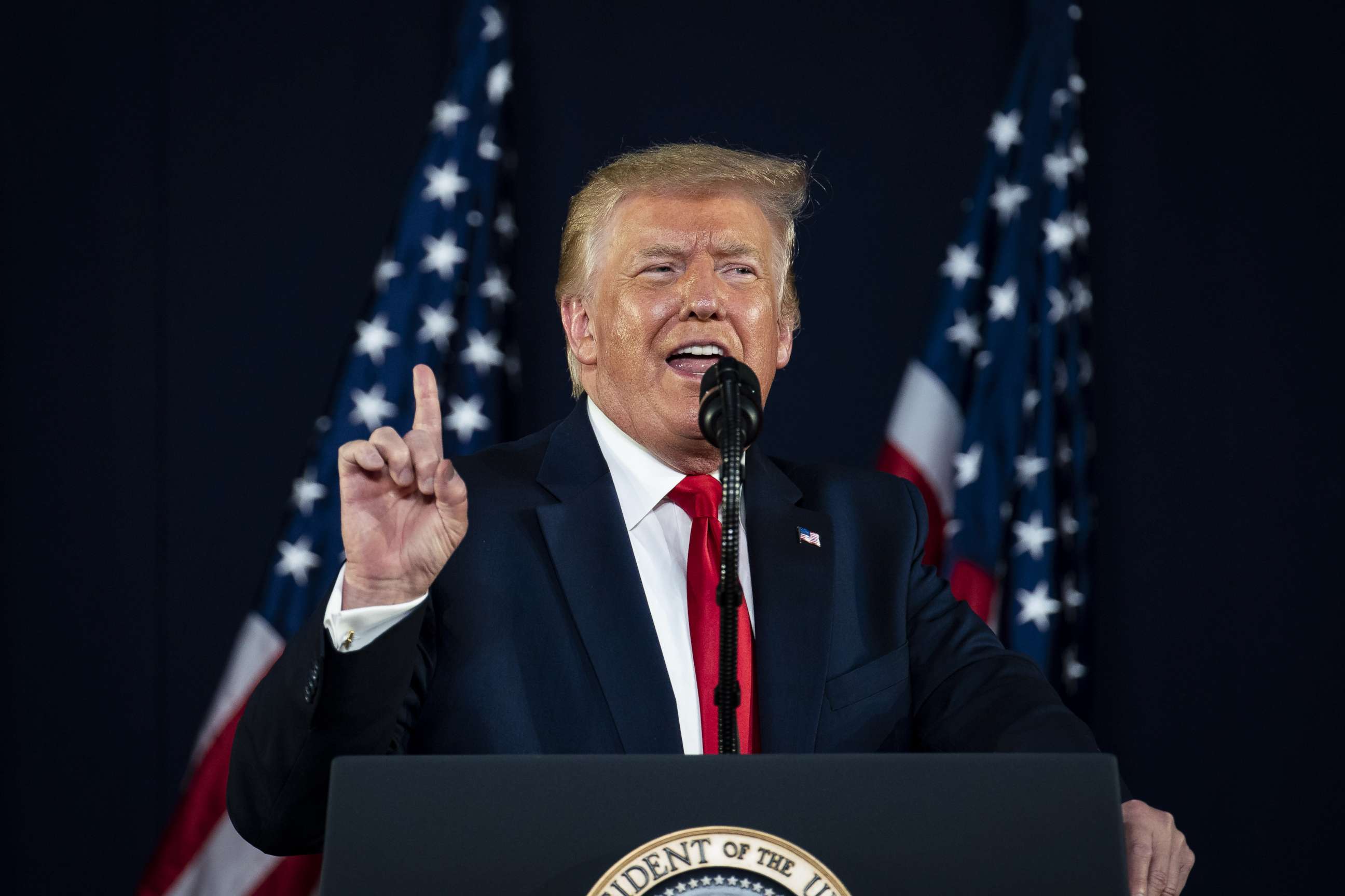 PHOTO: U.S. President Donald Trump speaks during an event at Mount Rushmore National Memorial in Keystone, South Dakota, July 3, 2020.