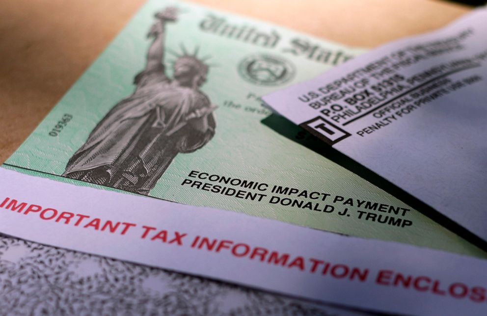 PHOTO: President Donald J. Trump's name is printed on a stimulus check issued by the IRS, April 23, 2020.