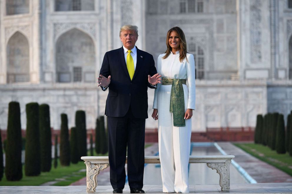 PHOTO: President Donald Trump and First Lady Melania Trump visit the Taj Mahal in Agra, Feb. 24, 2020. 