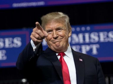 PHOTO: President Donald Trump greets the crowd during a campaign rally in Tampa, Fla., on July 31, 2018.