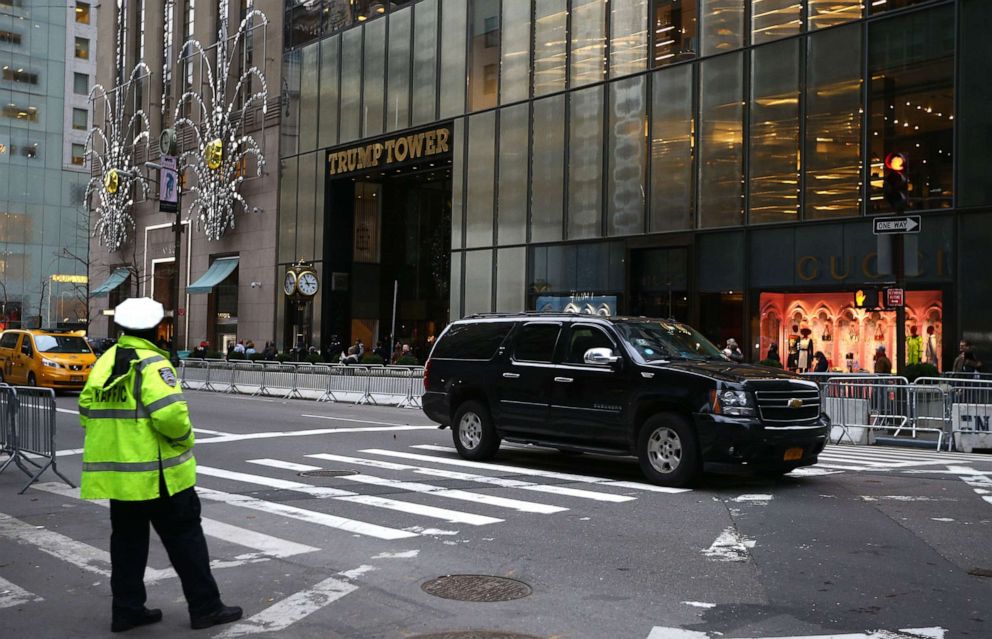 PHOTO: In this Dec. 7, 2016, file photo, New York City Police Department officers stand guard in front of the Trump Tower in New York.