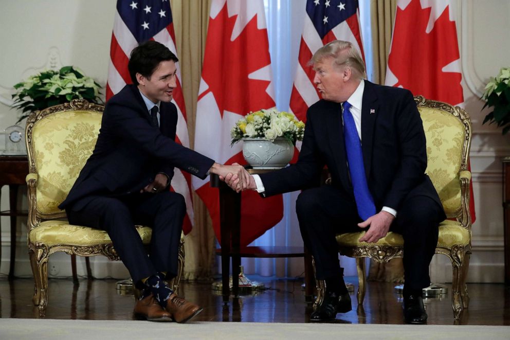 PHOTO: President Donald Trump meets with Canadian Prime Minister Justin Trudeau at Winfield House, Dec. 3, 2019, in London.