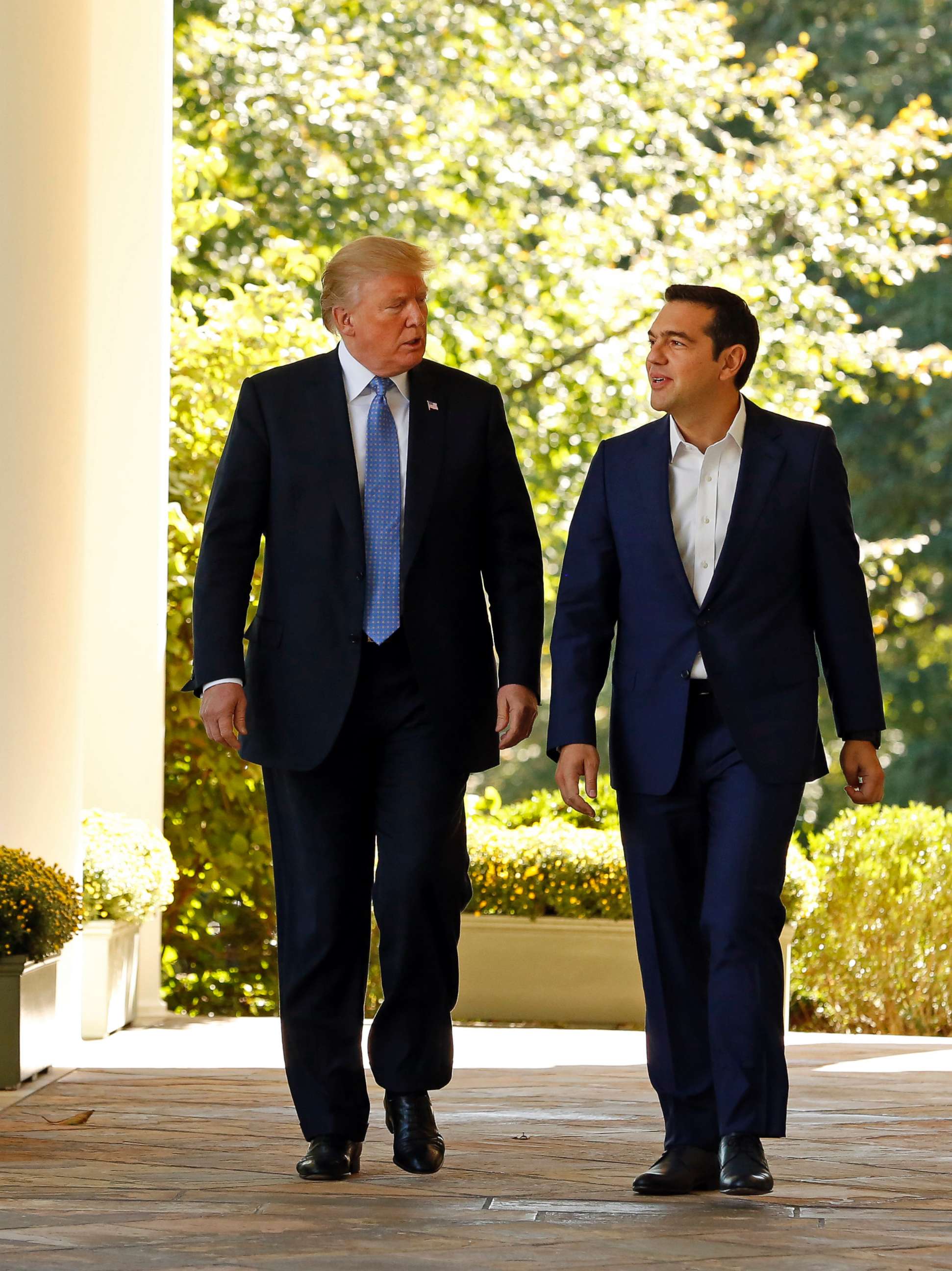 PHOTO: President Donald J. Trump hosts Greek Prime Minister Alexis Tsipras in the Rose Garden of the White House for a joint news conference, Oct. 17, 2017, in Washington.