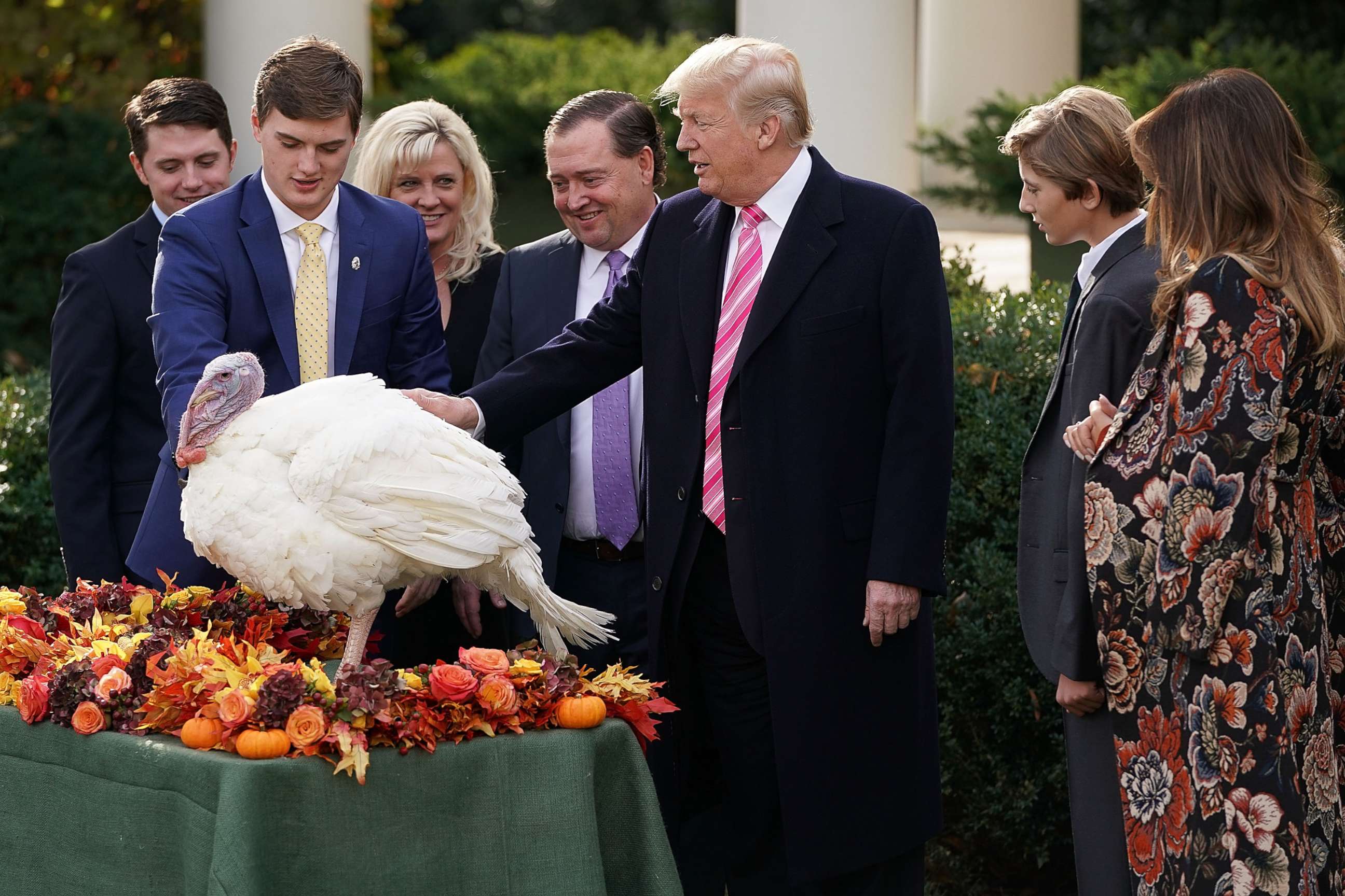 PHOTO: President Donald Trump pardons the National Thanksgiving Turkey in the Rose Garden at the White House, Nov. 21, 2017 in Washington.