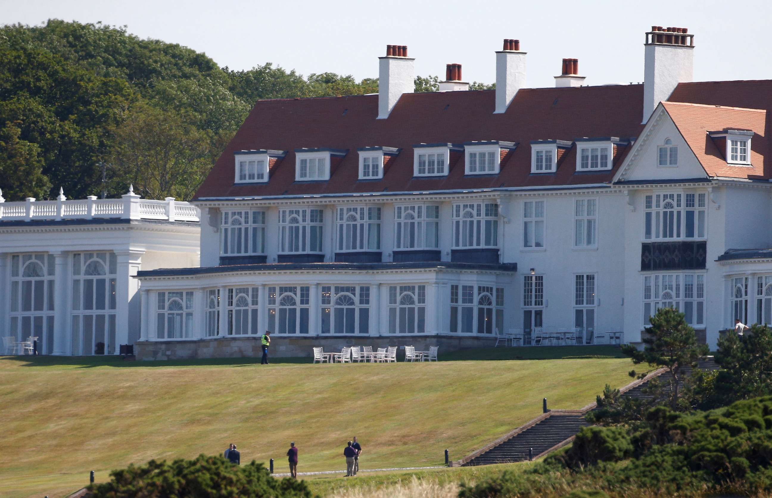 PHOTO: A police offer stands in the grounds of the golf resort owned by President Donald Trump, during Trump's stay at the resort, in Turnberry, Scotland, on July 14, 2018.