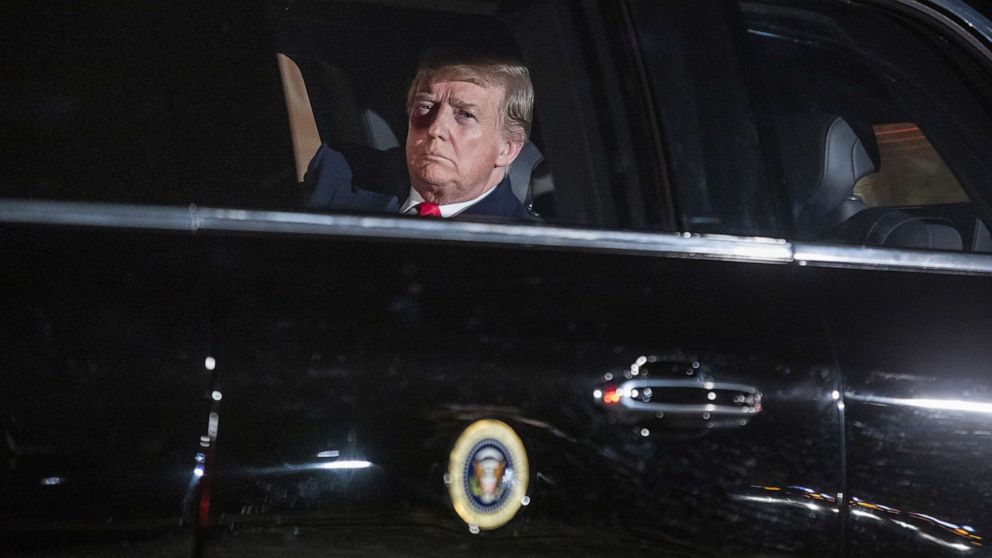 PHOTO: President Donald Trump sits in the presidential limo as he departs the White House for Capitol Hill, where he will deliver his second State of the Union speech, on Feb. 5, 2019 in Washington, D.C.