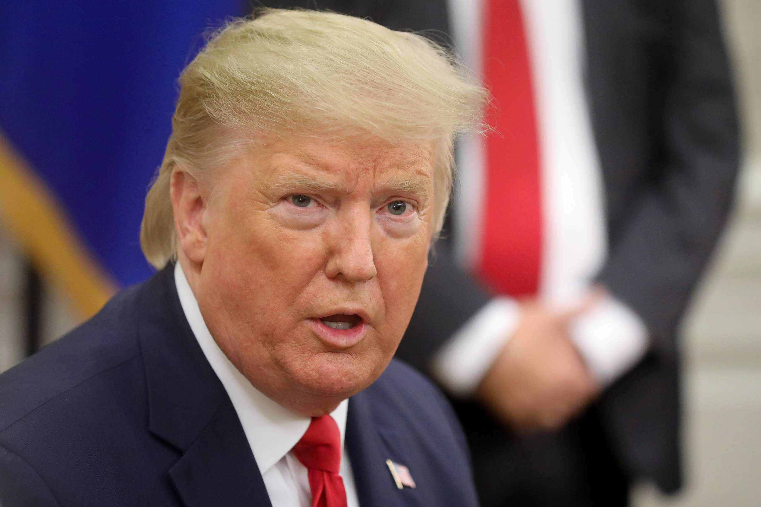 PHOTO: President Donald Trump speaks during a meeting with Greek Prime Minister Kyriakos Mitsotakis in the Oval Office of the White House in Washington, D.C., Jan. 7, 2020.