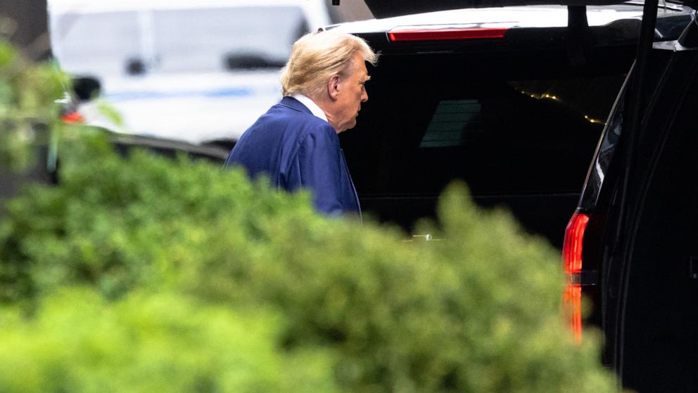 PHOTO: Former President Donald Trump departs Trump Tower en-route to Manhattan Criminal Court on May 3, 2024 in New York City.