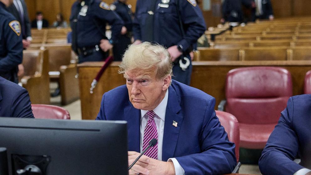 PHOTO: Former President Donald Trump sits in Manhattan Supreme Court on the fourth day of his trial in New York, April 19, 2024.