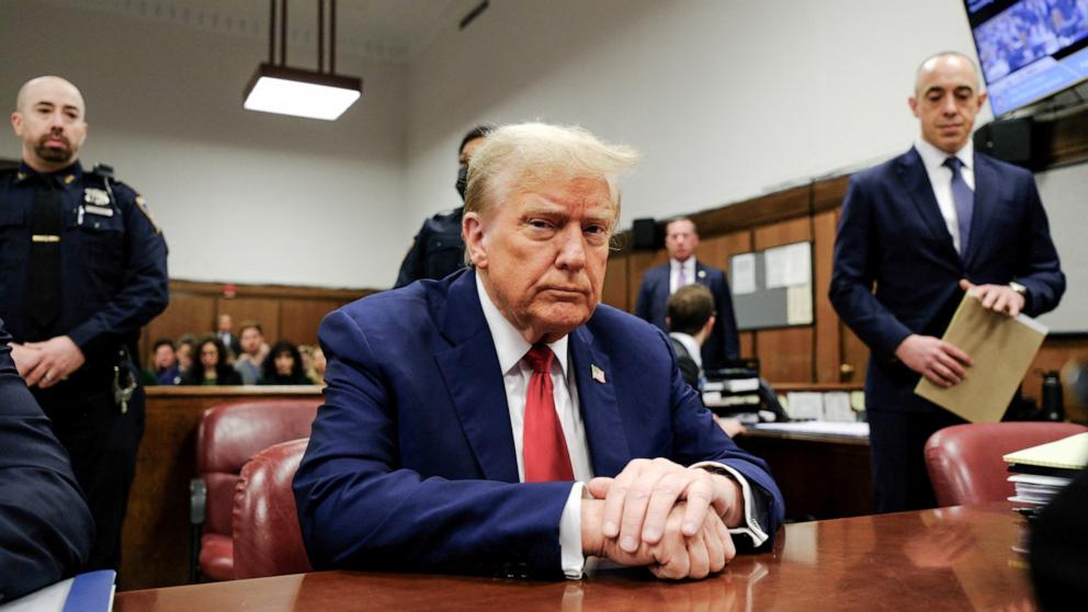 PHOTO: Former  President Donald Trump appears in Manhattan Supreme Court  in New York City, April 23 2024.